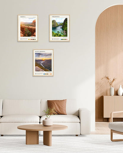 HesenDot Natural OAK Wood Framed Arizona Wall Art,12x16in Sedona's Red Rock Formations Quality