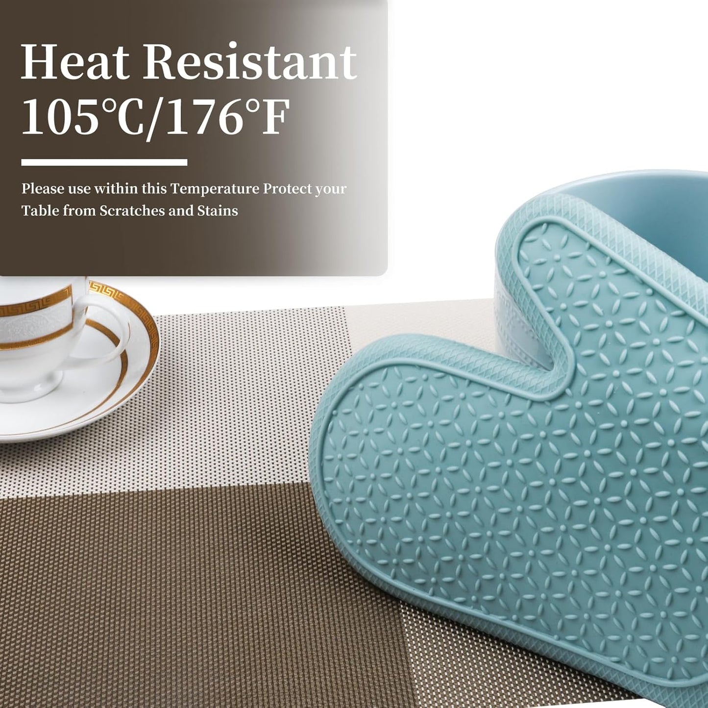 Vinyl Plastic Placemats Set of 6 Washable Heat Resistant Non-Slip Elegant Indoor Outdoor Kitchen