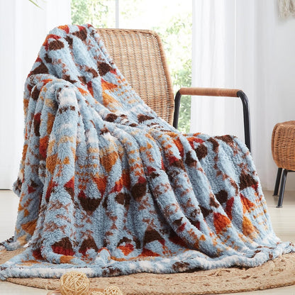 CASAAGUSTO Boho Sherpa Throw Blanket, Aztec Queen Blanket, Ultra Soft, Warm, Cozy, Plush, Thick