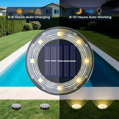 Mini Solar Ground Lights, 24 Pack Solar Lights Outdoor Waterproof, Upgraded LED Flat Landscape