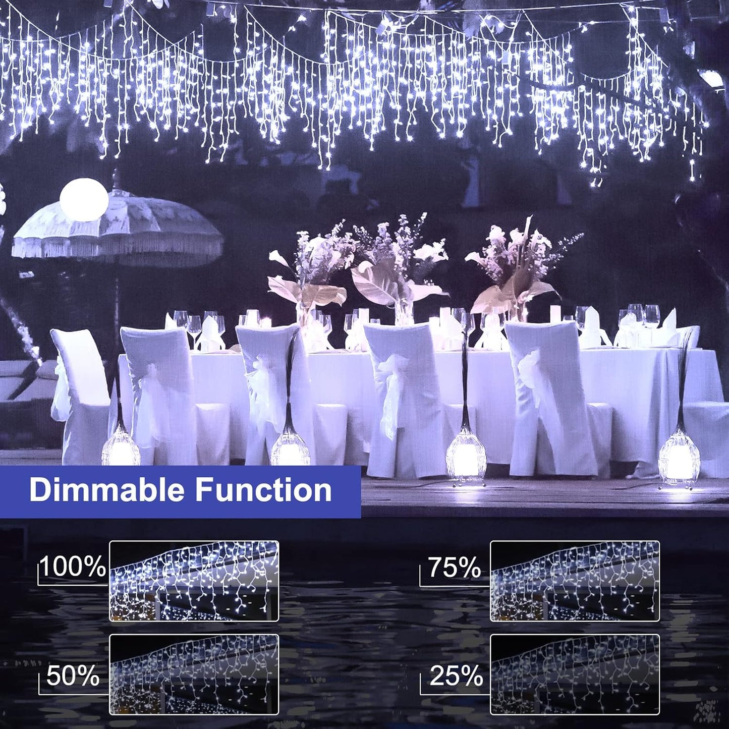 Brightown Icicle Lights Outdoor: 2 Packs, 132Ft with 276 Drops, 1472 LED Icicle Lights with Timer