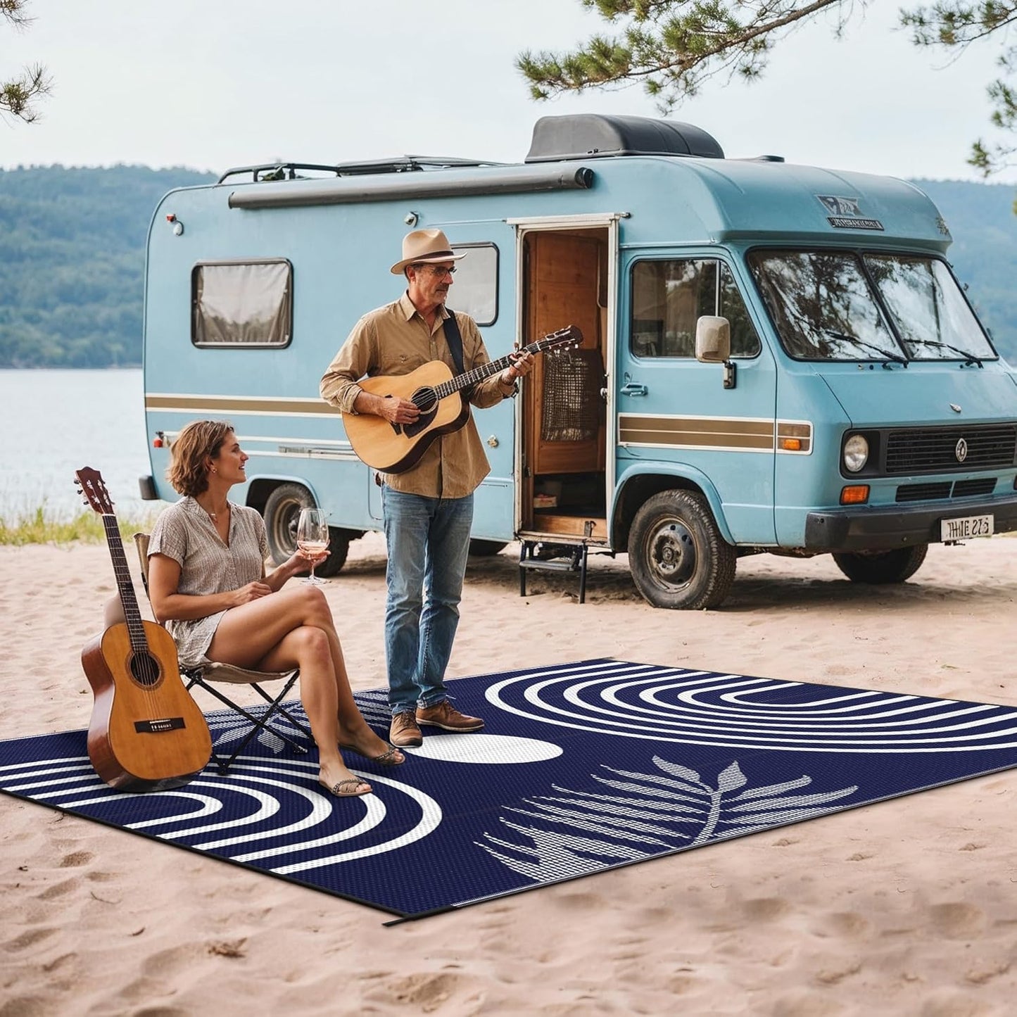 GENIMO Outdoor Rug 6' x 9' Waterproof for Patio Clearance, Reversible Lightweight Plastic Straw