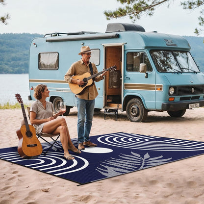 GENIMO Outdoor Rug 6' x 9' Waterproof for Patio Clearance, Reversible Lightweight Plastic Straw