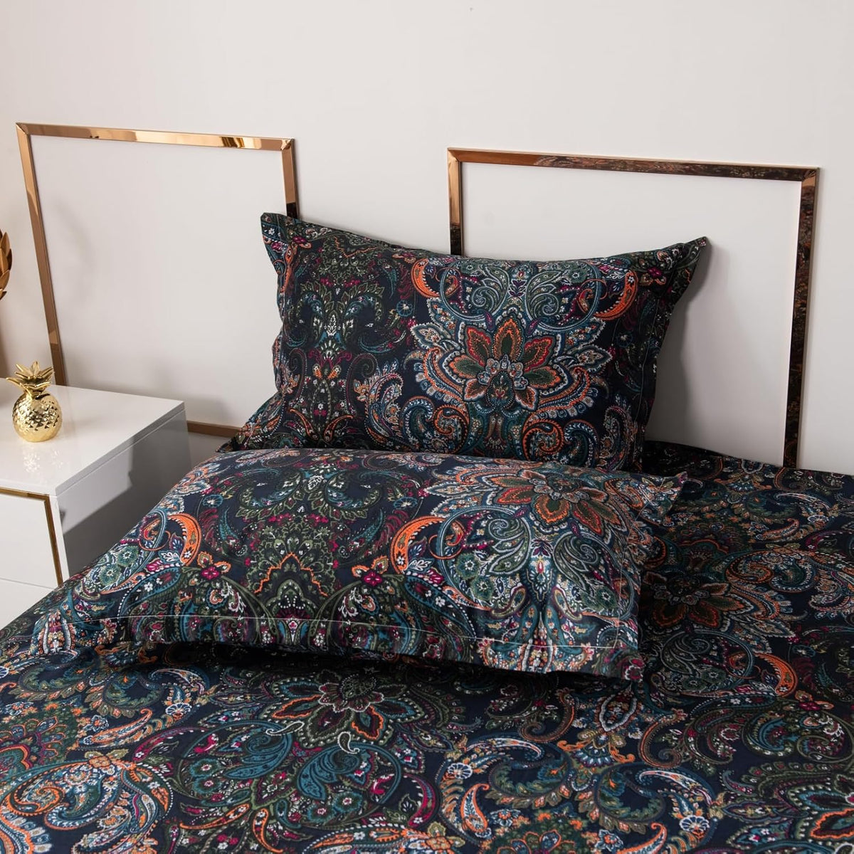 ABREEZE Luxury Vintage Black Duvet Cover Sets Damask Paisley Bedding Set Retro 100% Brushed Cotton