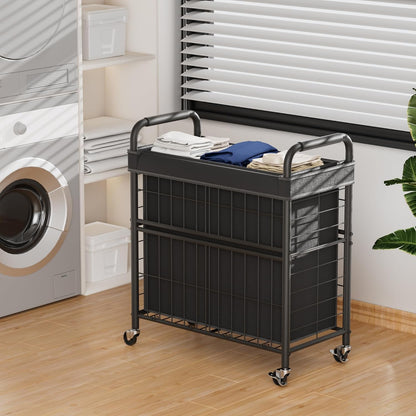Laundry Hamper 3 Section, 145L Rolling Laundry Sorter Basket with Wheels, 3 Compartment Clothes