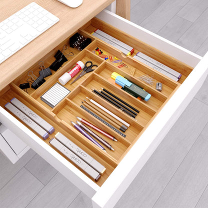 BAMEOS drawer organizer flatware organizer cutlery tray silverware organizer expandable adjustable