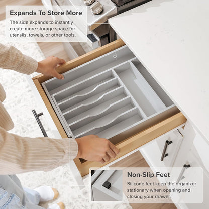 Premium Silverware, Flatware and Utensil Organizer for Kitchen Drawers, Food-Safe Contract Grade