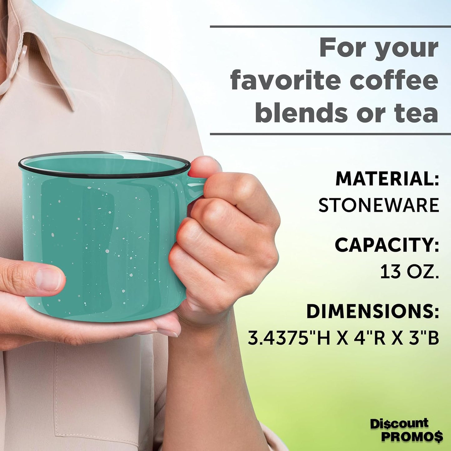 DISCOUNT PROMOS Ceramic Campfire Coffee Mugs 13 oz. Set of 10, Bulk Pack - Perfect for Tea