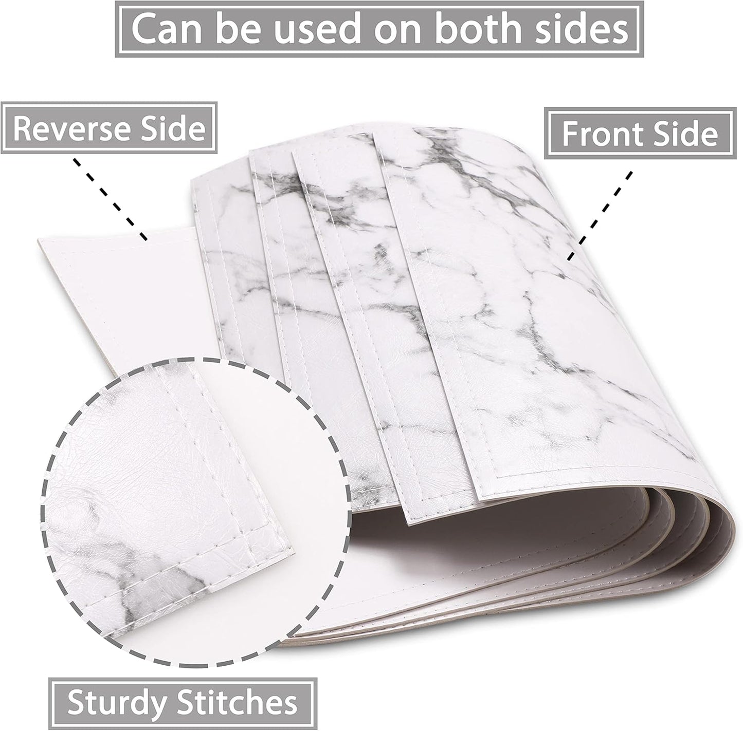 Marble Faux Leather PU Placemats, Set of 6, Easy to Clean, Heat & Stain Resistant for Dining
