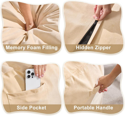 Hobestluk 5FT Bean Bag Chair Giant Bean Bag Chairs for Adults Large Bean Chairs with Removable