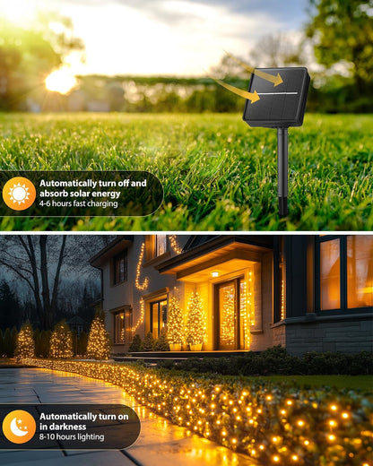 Brightown 2 Pack Solar String Lights for Outside, 92Ft 240 LED Solar Lights Outdoor Waterproof with