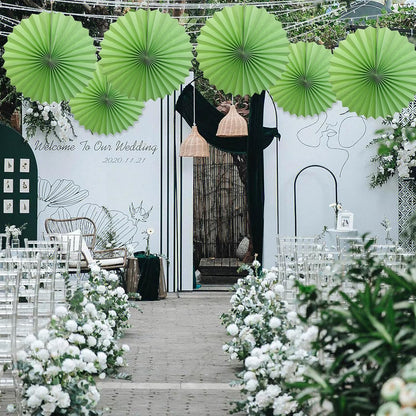 Green Hanging Paper Fans,Green Accessories Paper Decorations for Party,Army Birthday Party