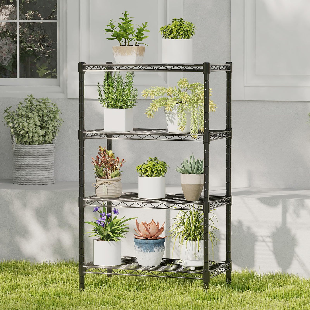 DUMOS 4-Tier Metal Storage Shelves, Wire Shelving, Storage Rack, 23.3" W