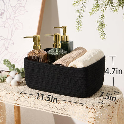 Small Storage Baskets for Organizing | Closet Organizer Bins | Shelf Toy Basket | Woven Rope