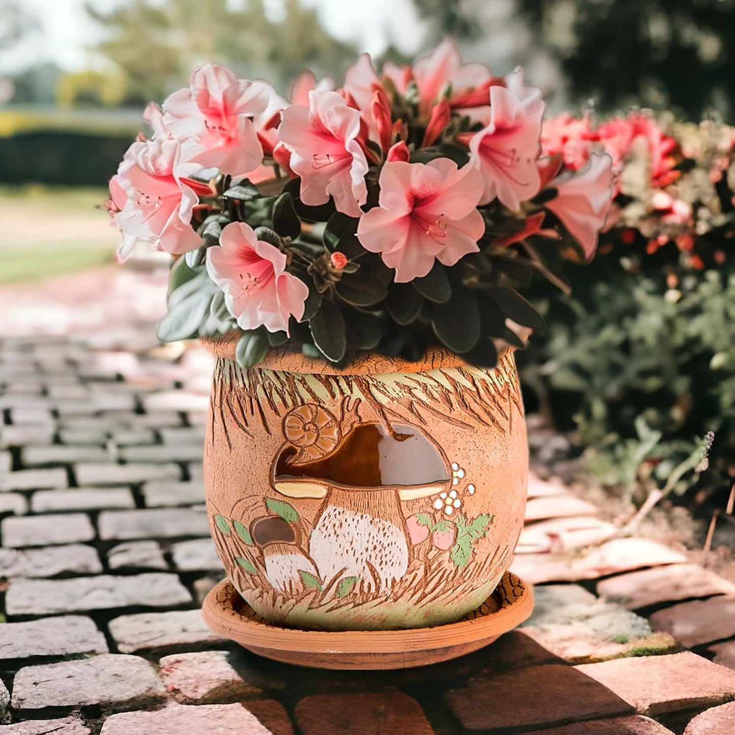 Ceramic Pot with Drainage Hole and Saucer, Plant Pots, Modern Decorative Planters for House Plants