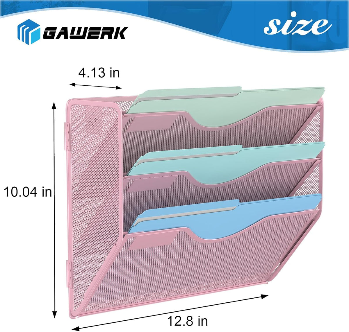 3 Tier Hanging Wall File Organizer, Mesh Mail Paper Orgnization Hanging File Folder Holder for Home