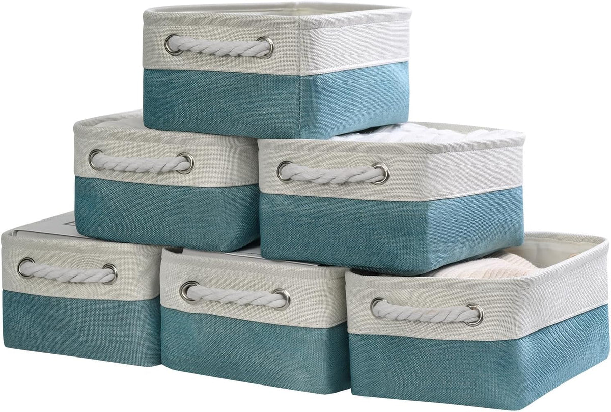 TheWarmHome Storage Bins for Shelves - Small 6 Pack 11.8x7.8x5.2 inch Sturdy Storage Basket