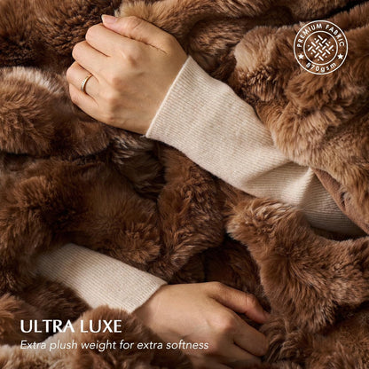EVERGRACE Ultra Soft Luxury Fluffy Ridgeline Faux Rabbit Fur Throw Blanket, Thick Warm Bubble Throw
