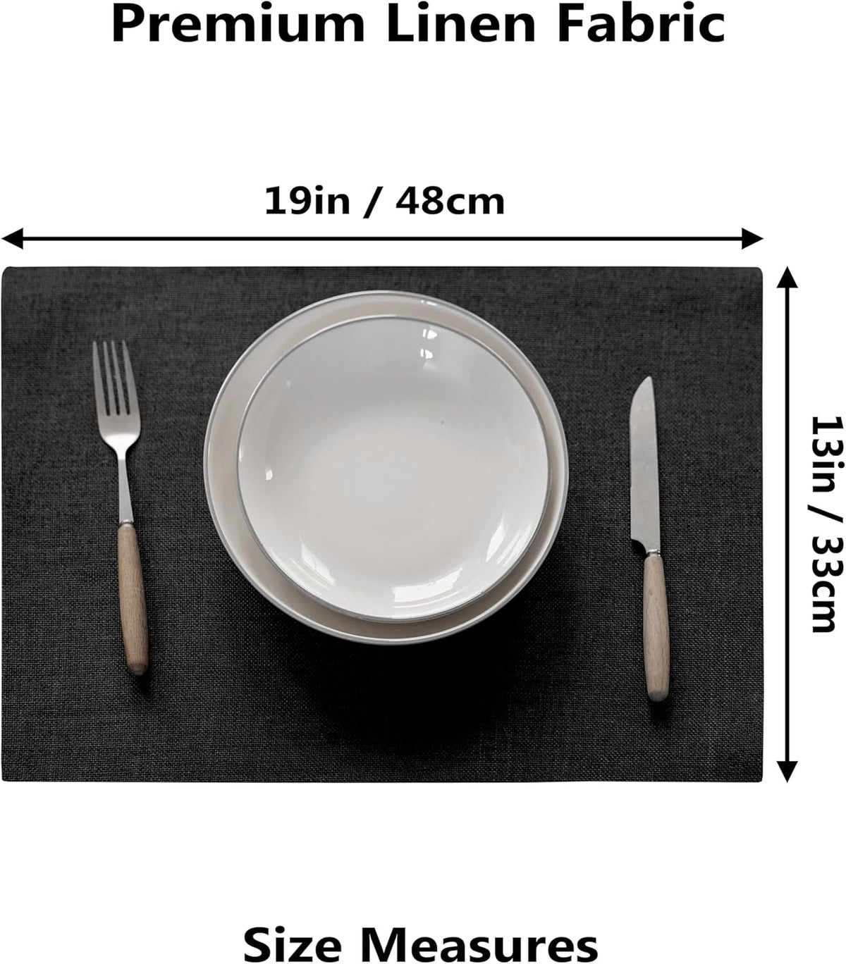 Demetex Cloth Placemats Set of 6 Black Stain Resistant Place Mats Oil Proof Washable Plate Mats for