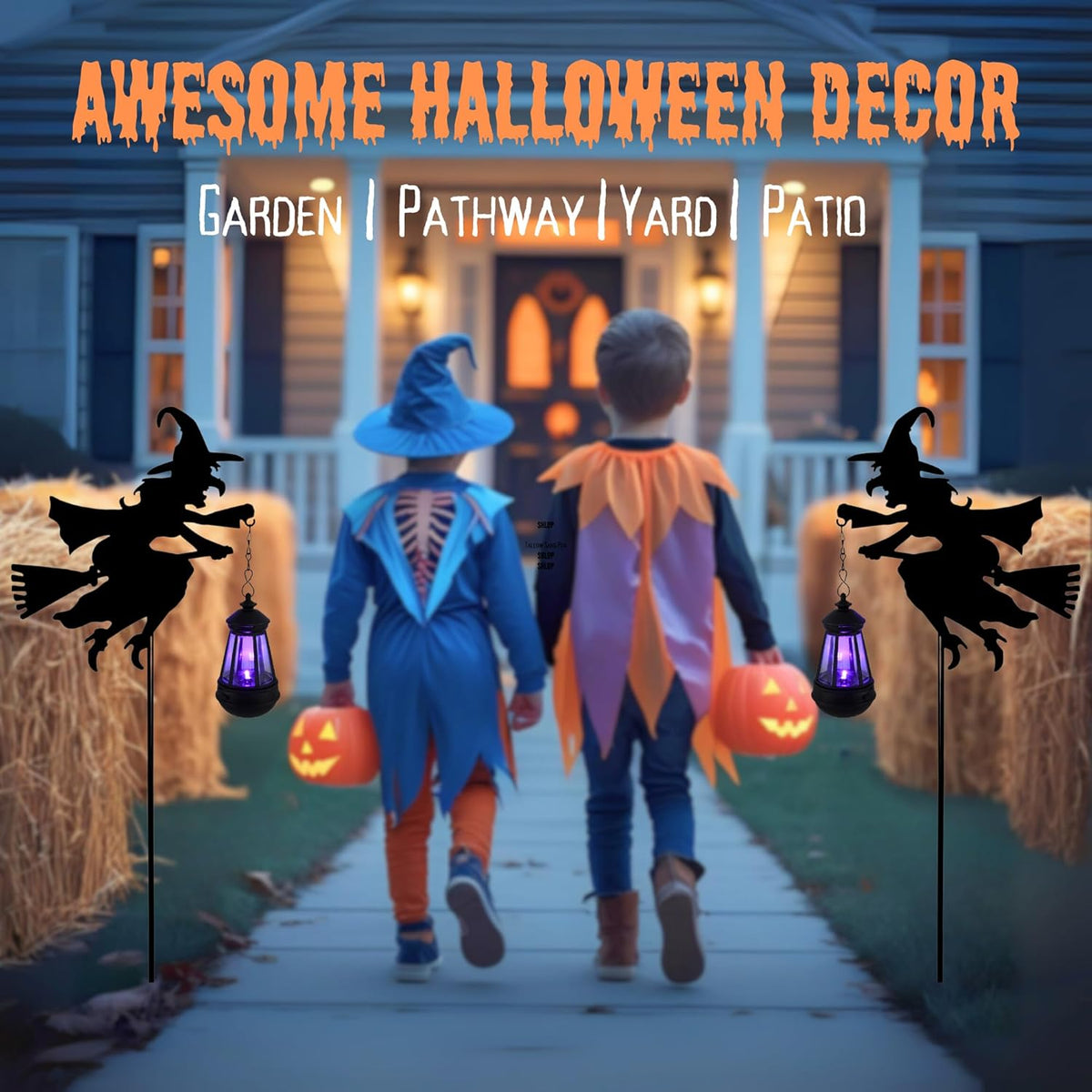 Fairy Garden Accessories Lawn Ornaments 1 Pair - Solar Lights Halloween Decorations Outdoor Garden