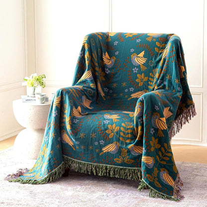 MSGKV Boho Throw Blanket Cotton Blanket for Couch and Sofa Cover for Living Room Summer Throw Cozy