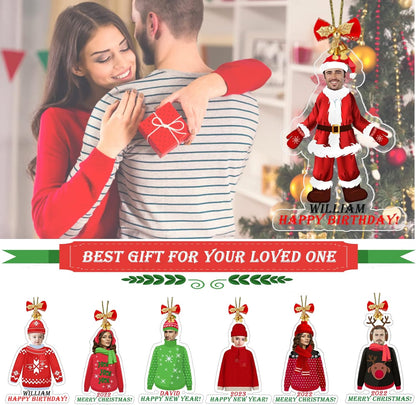 Personalized Christmas Ornament 2025 with Your Photo, Custom Face Ornament 2D Photo Acrylic for