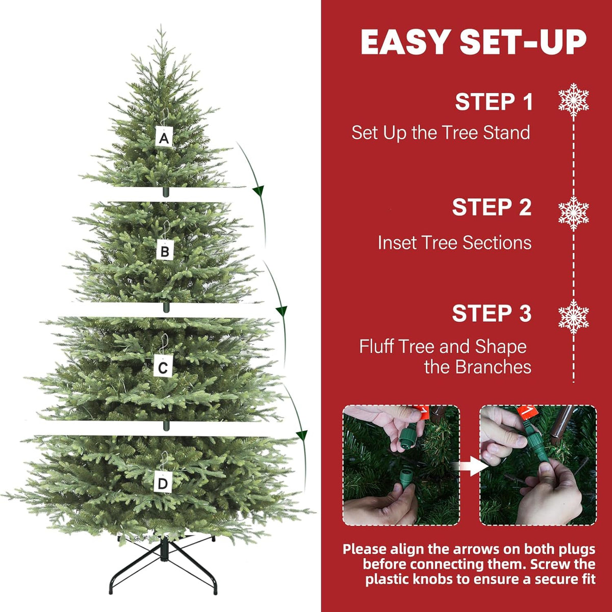 Hykolity 9 ft Prelit Artificial Christmas Tree with 5149 PE&PVC Branch Tips, 600 Warm White LED