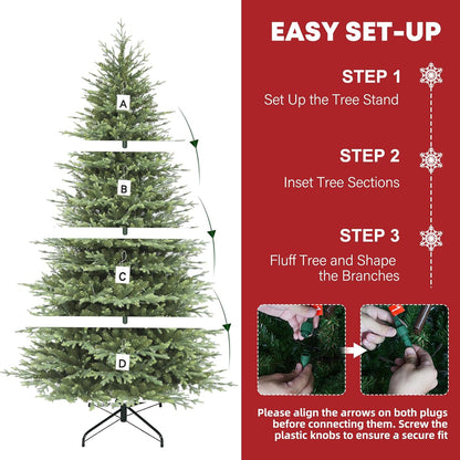 Hykolity 9 ft Prelit Christmas Tree, 5149 PE&PVC Branch Tips, Frasier Grande Artificial Christmas