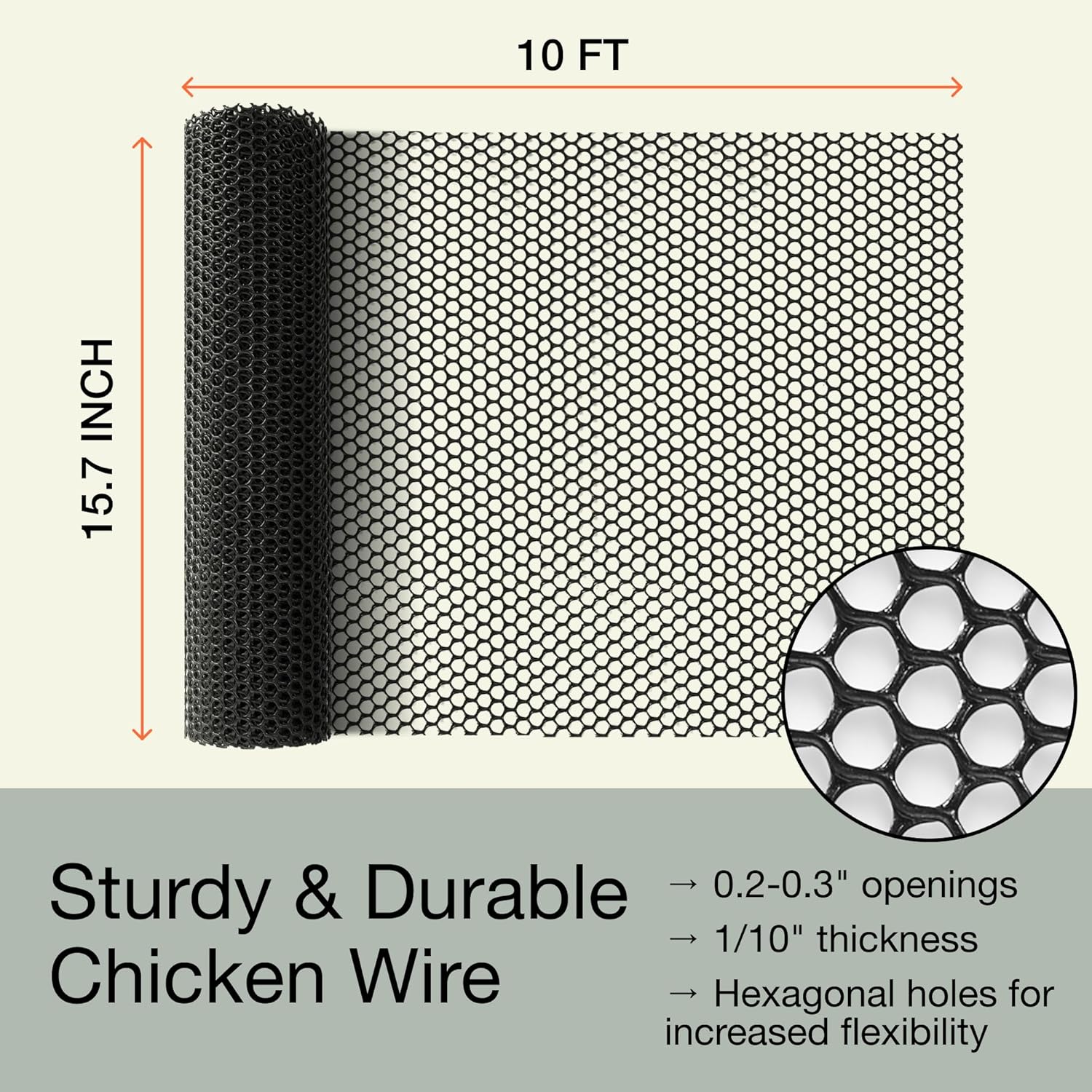 MaPorch Plastic Wire Mesh Fence - 15.7in x 10ft 2-Pack Black - Durable Plastic Mesh & Netting for