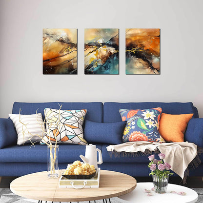 HUBOSKN Abstract Canvas Wall Art for Living Room - Modern Pictures for Office Wall Decor - 3 Piece