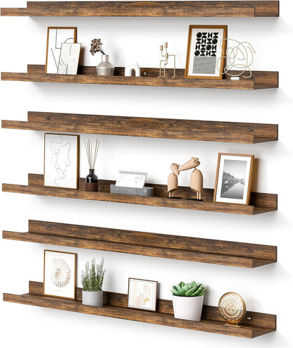 upsimples Floating Shelves for Wall, Wall Shelves for Decor Storage Set of 6, Wall Mounted Wood