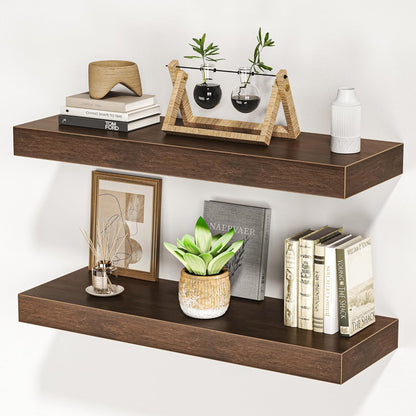 Floating Shelves for Wall, 24" W x 6.7" D x 1.5" H, Wooden Wall Mounted Display Shelves with