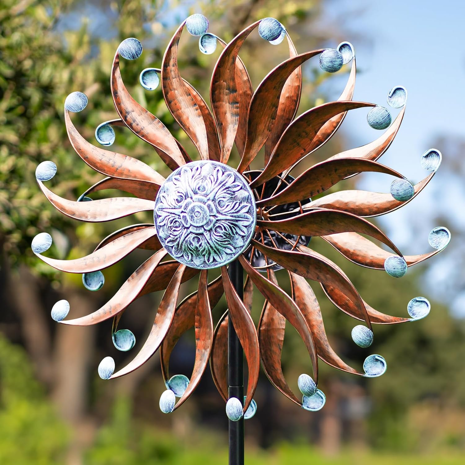 Wind Spinners Outdoor Metal Large with Stake- 84'' Wind Spinners for Yard and Garden - Windmill for