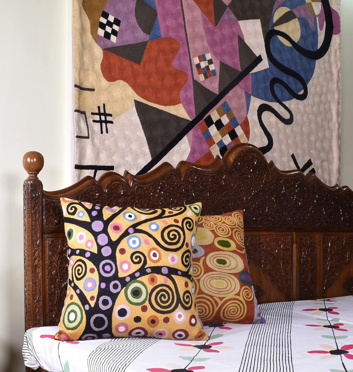 Klimt Yellow Tree of Life Pillow Cover Gold Floral Pillowcase Flower Botanical Gold Accent Suzani