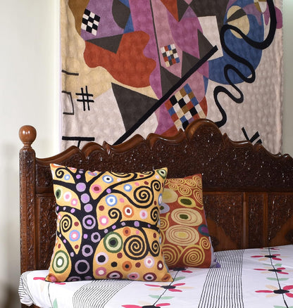 Klimt Yellow Tree of Life Pillow Cover Gold Floral Pillowcase Flower Botanical Gold Accent Suzani