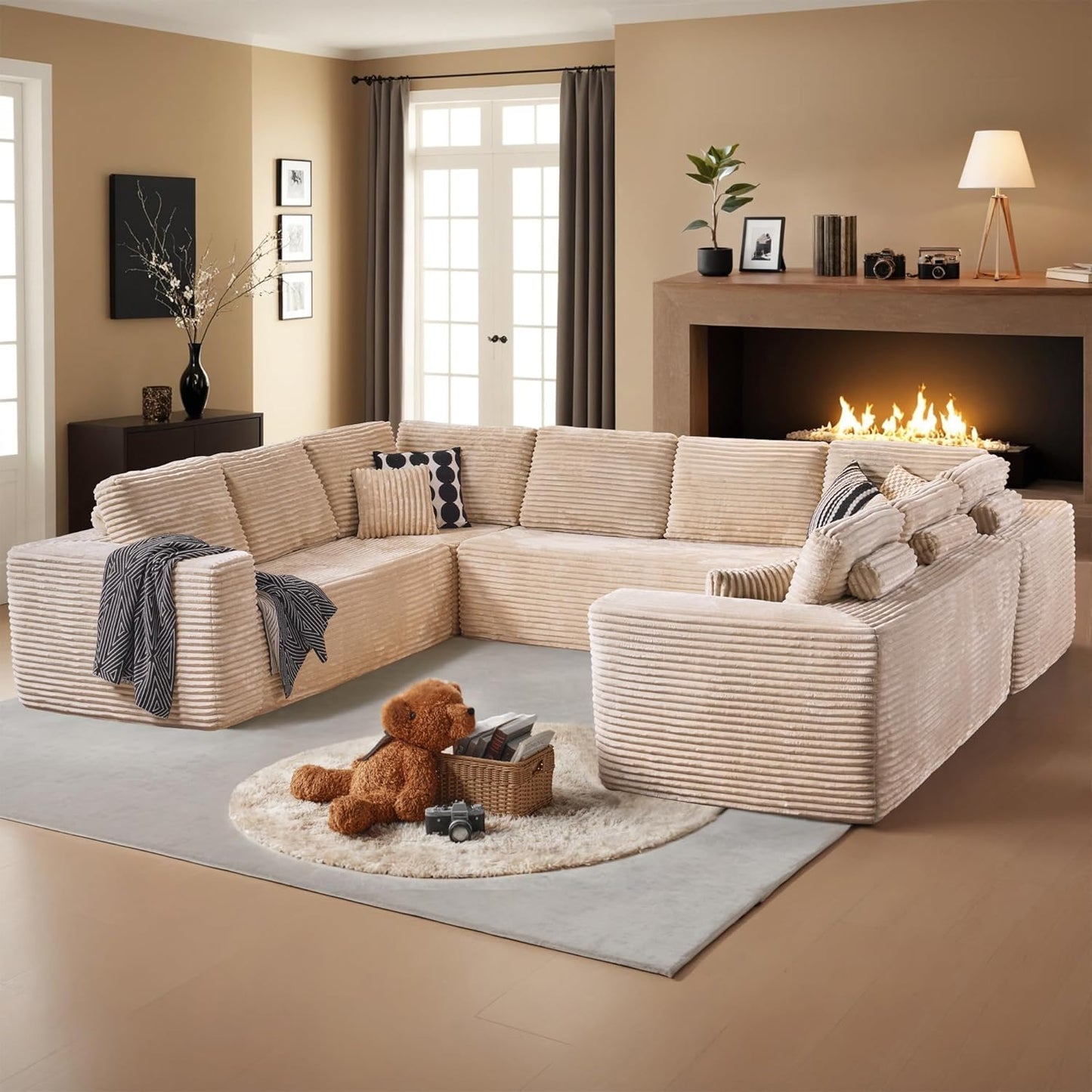 HOOOWOOO Cloud Sectional Couches for Living Room,Modular Sectional Sofa No Assembly,136X110 Inch