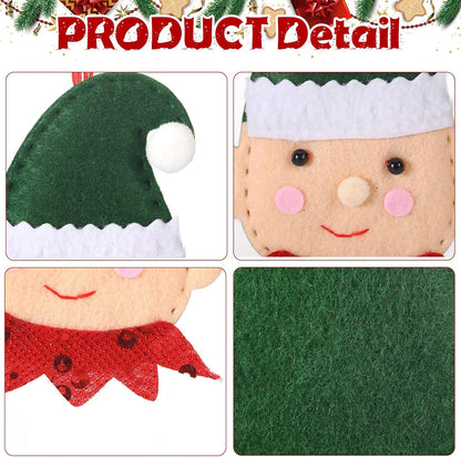 Skylety 8 Pieces 3D Christmas Tree Ornaments Set Felt Santa Snowman Candy Cane Ornament, Stocking
