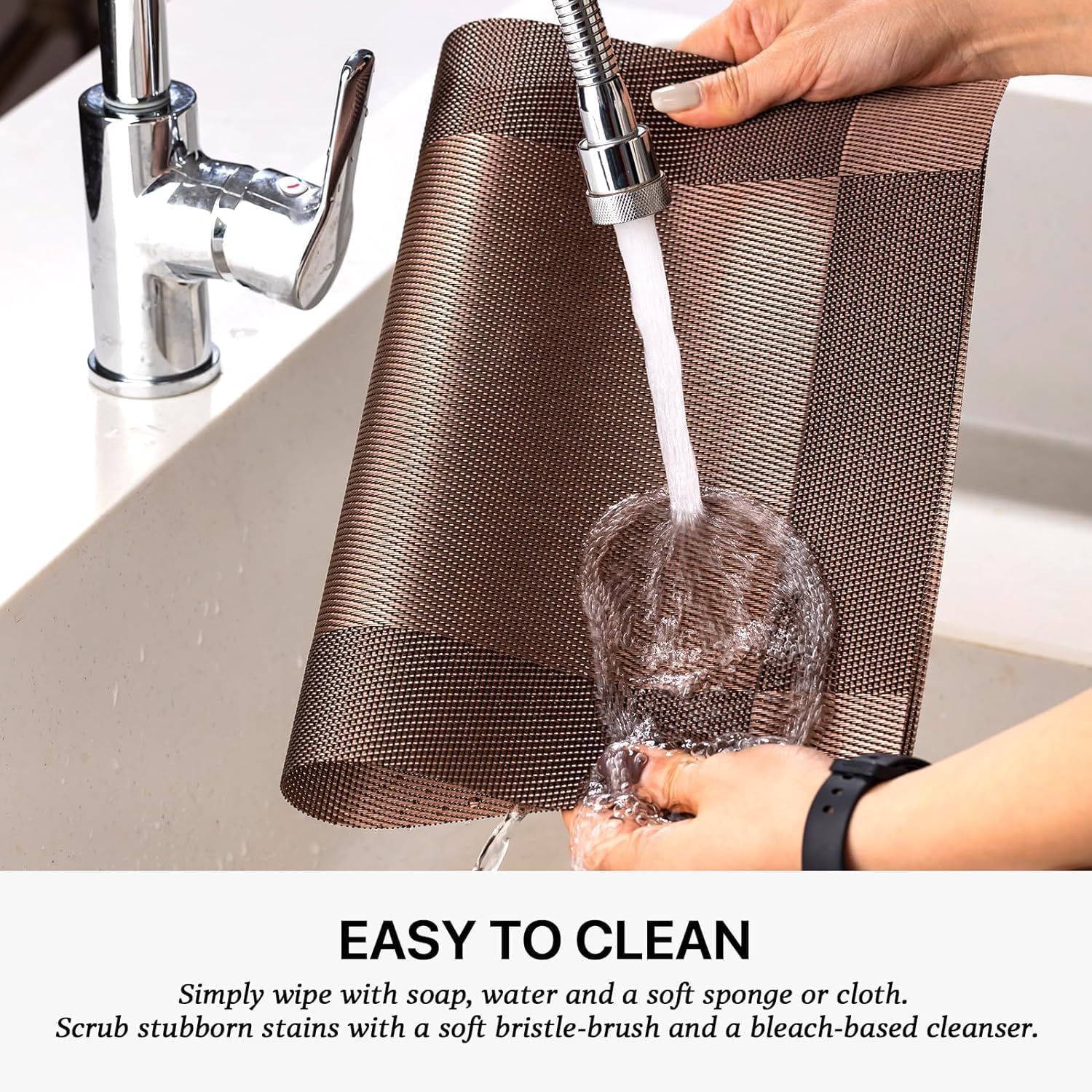 LEXMORE PlaceMats Set of 12 Vinyl/Plastic Woven Place Mats for Kitchen Table Indoor/Outdoor