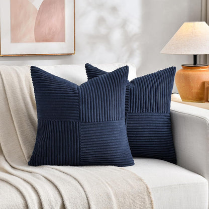 Fancy Homi 2 Packs Navy Blue Euro Decorative Throw Pillow Covers 28x28 Inch for Living Room Couch