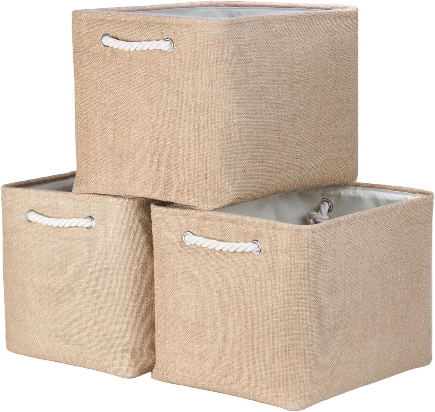 Bidtakay Fabric Storage Baskets for Shelves 3 Pack Large Storage Bins for Organizing Linen