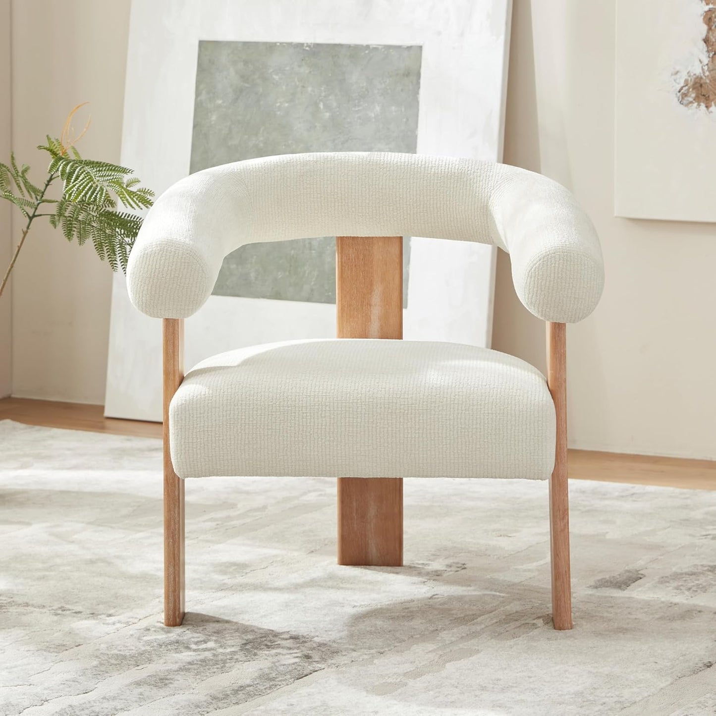 VKNOW Accent Chair Living Room Chair, Modern Upholstered Armchair with Solid Wood Legs, Comfy