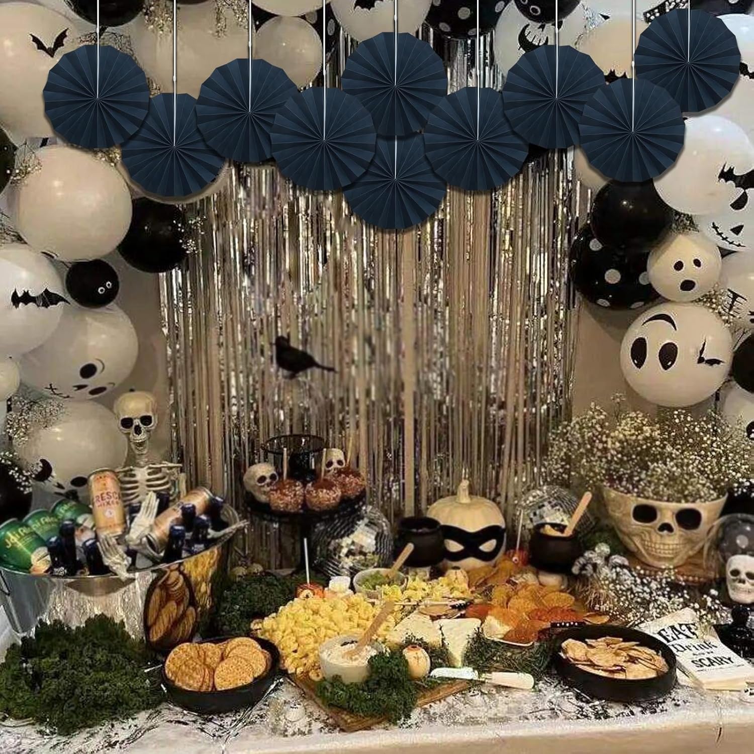 Black Party Decorations,Halloween Decor Events Accessories,Black Birthday Decorations,Anniversary