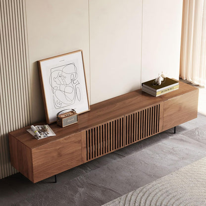 Mid Century Modern TV Stand for 80+ Inch TVs, 94.48" Walnut Console with Ample Storage – Stylish