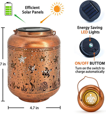 2 Pack Sea Turtle Solar Lanterns Outdoor Waterproof,Hanging Solar Lights Sea Turtle Gifts for Women