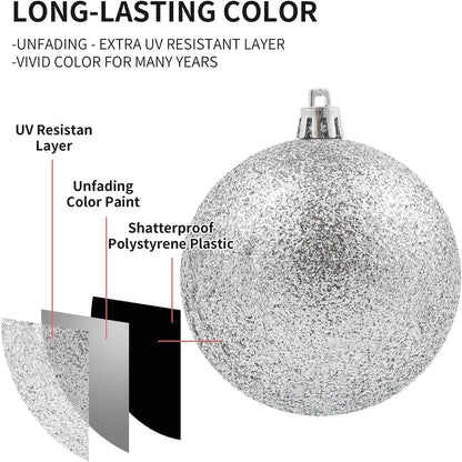 LANGXUN 36pcs Silver Christmas Tree Decorations Balls, Bolas De Navidad, 2025 Christmas Decor