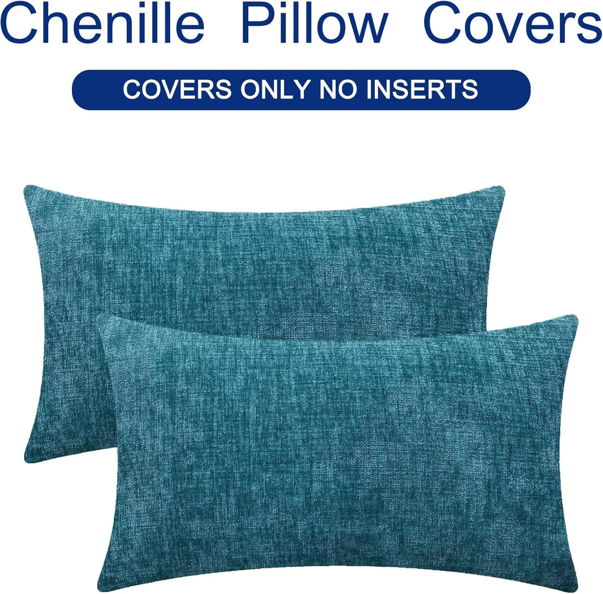 CaliTime Throw Pillow Covers Decorative 12 X 20 Inches Pack of 2 Cozy Chenille Cushion Cases for
