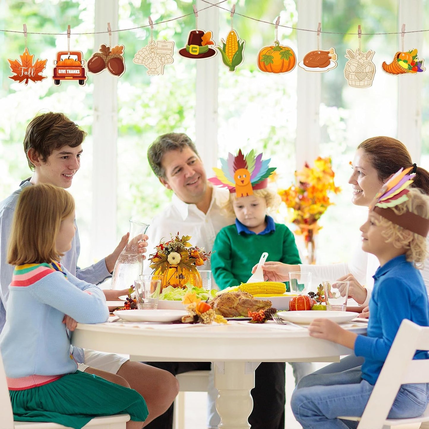 80PCS Wooden Thanksgiving Decoration Turkey Ornaments to Paint Happy Thanksgiving Cutouts