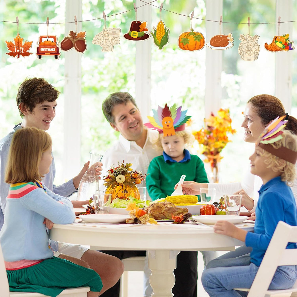 80PCS Wooden Thanksgiving Decoration Turkey Ornaments to Paint Happy Thanksgiving Cutouts