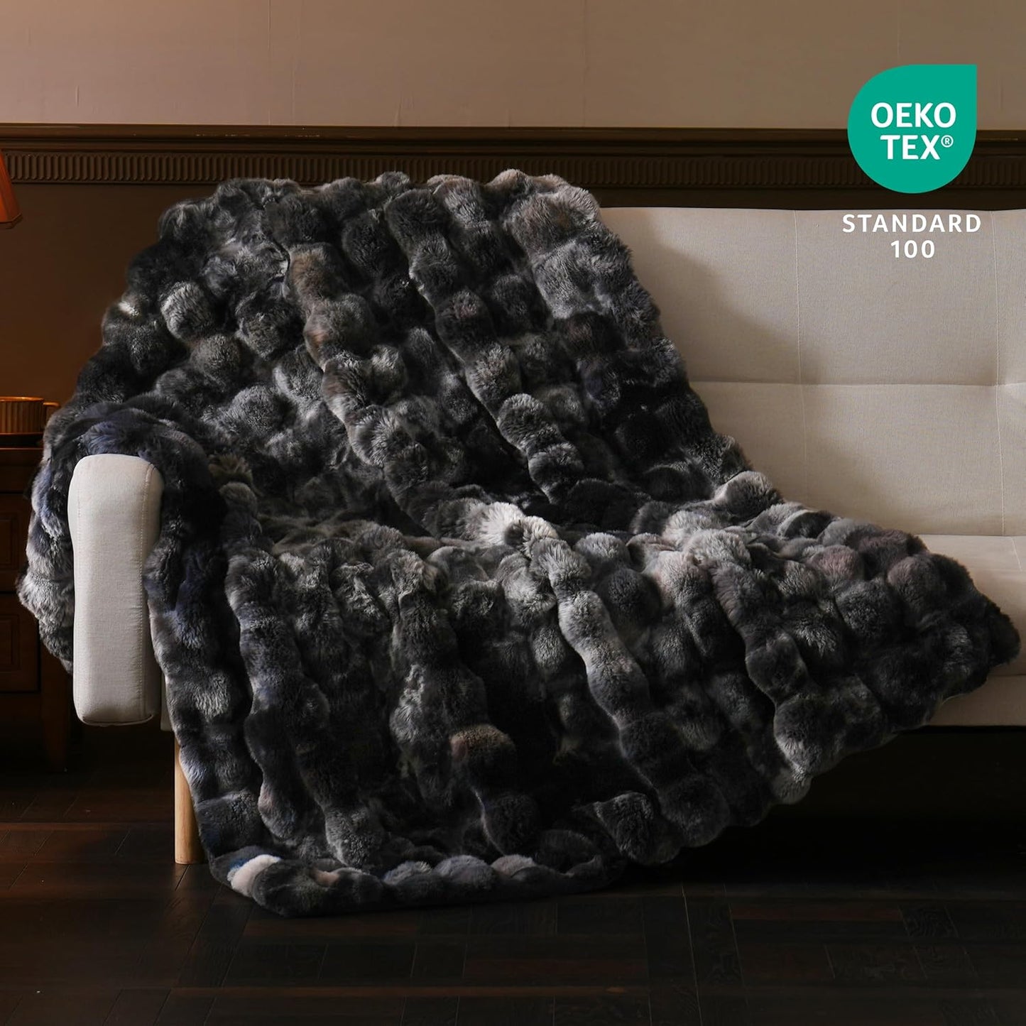 BENVWE Fluffy Faux Fur Throw Blanket for Couch, Soft Plush Thick Cozy Fuzzy Luxury Minky Bubble