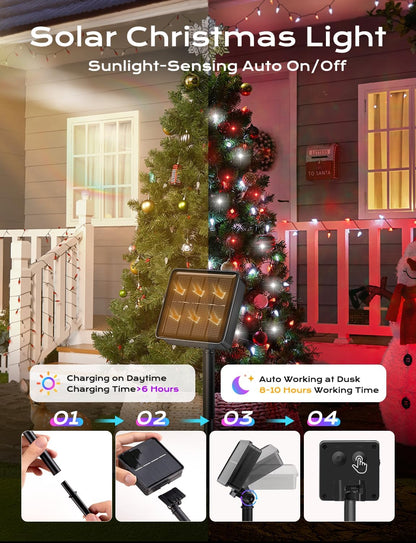 Brightown Solar Operated C6 Strawberry String Lights, 22.64ft 50 LEDs Red White LED Christmas Fairy